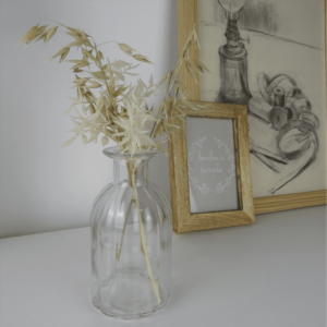 Vase mini avec bouquet fleurs séchées "promenade dans les champs". Fleuriste Rose & Camélia. Lille métropole et Tourcoing