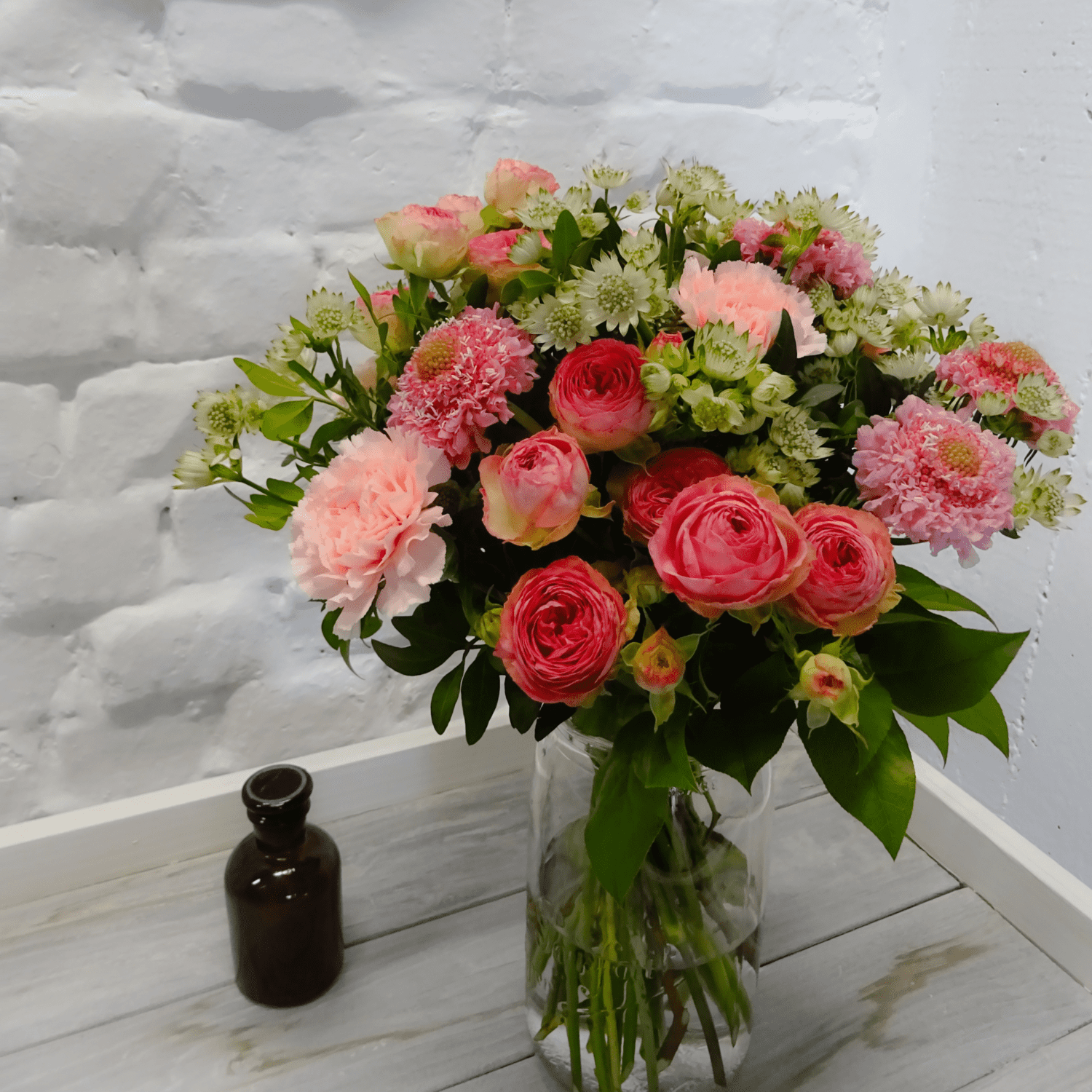 Rose & Camélia - bouquet en fleurs naturelles rose pastel, fleurs de printemps - bouquet champêtre - Création florale sur Lille et Tourcoing